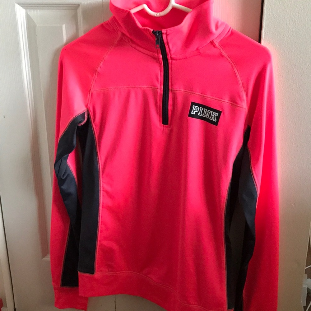 Pink pull over with partial zipper